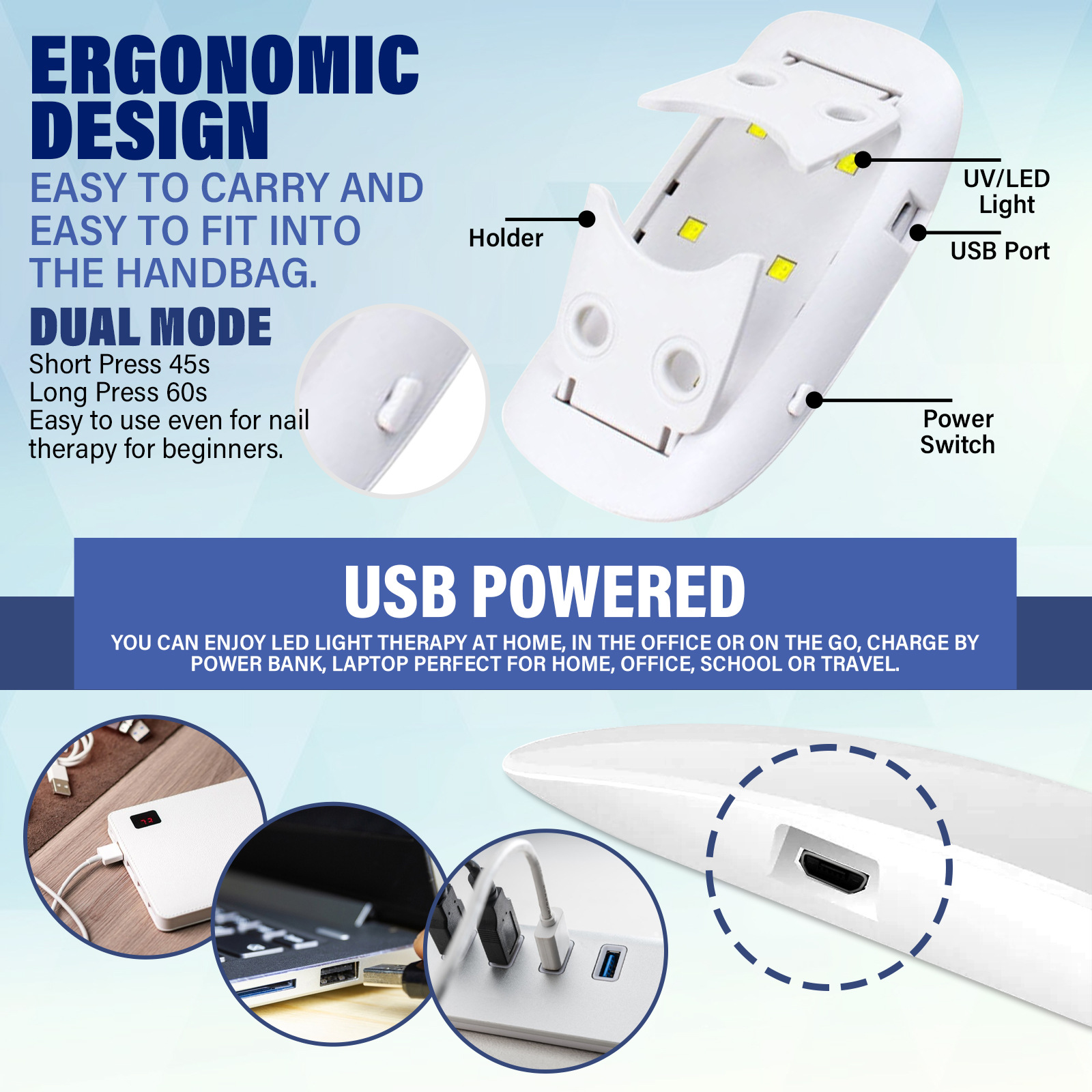 Instrument de fototerapie cu LED EELHOE pentru repararea unghiilor mână-picior, îngălbenirea, repararea moale, îngroșarea și netezirea acestora._voghion.com
