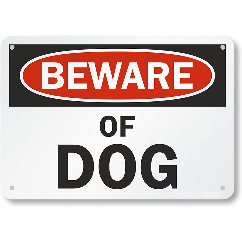 跨境新款 Beware of Dog Sign当心狗标志警告家居装饰反光标识牌