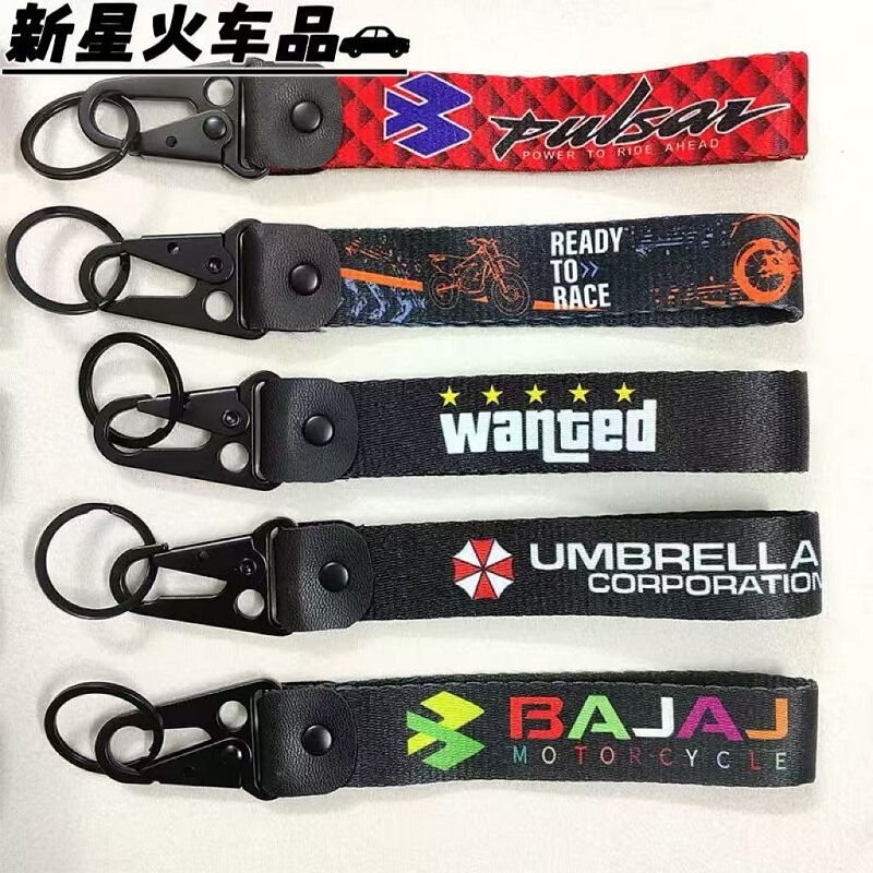 Manufacturer Wholesale Motorcycle Logo Color Heat Transfer Eagle Beak Buckle Keychain Rope Wrist Strap for Men and Women Personalized New Product