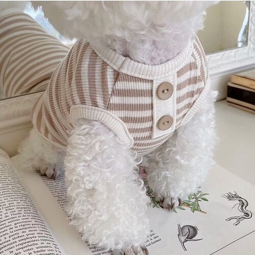 Simple striped puppy knitted vest Teddy Bichon small and medium-sized dogs and cats biped pet clothes