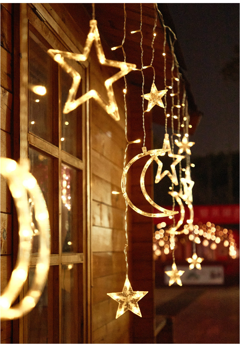 Weihnachten Süß Stern Mond Kunststoff Gruppe Lichterkette display picture 1