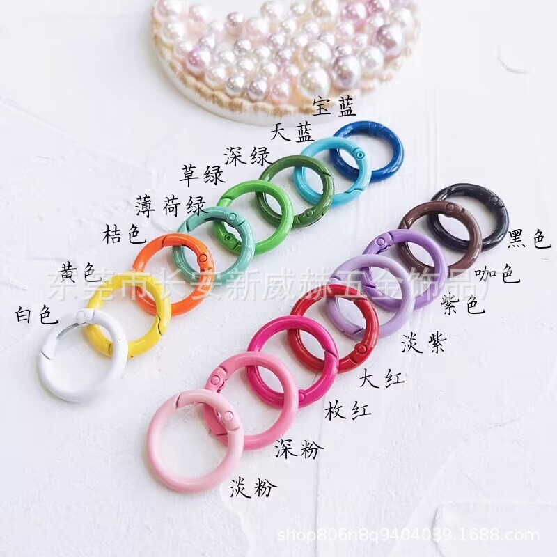 現物焼付塗装亜鉛合金スプリングリングバッグ小円掛け掛けアクセサリー部品開口スプリングバックルカラースプリングリング|undefined
