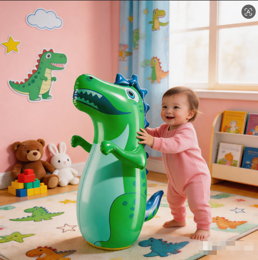 Inflatable roly-poly toy for babies, boys, girls, and children; boxing dinosaur educational toy; a Children's Day gift.