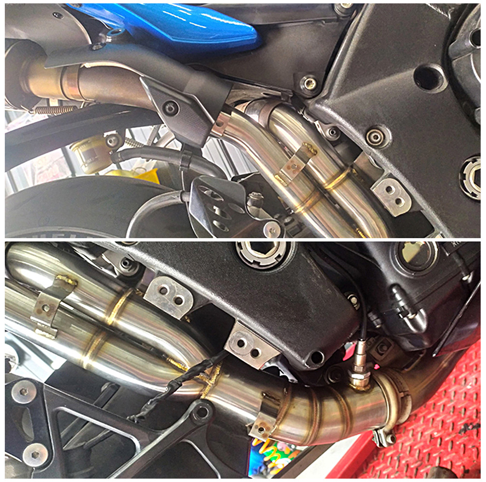 Suitable for YAMAHA R1 middle titanium alloy exhaust pipe modification side row single outlet original car special double outlet middle section