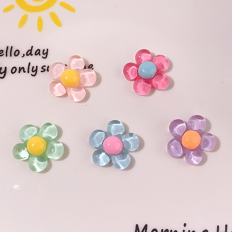 Nuevos accesorios de resina de cinco pétalos de hielo DIY crema pegamento para el cabello con cáscara de teléfono móvil agujero agujero de botón de zapato taza de agua pegatinas hechas a mano