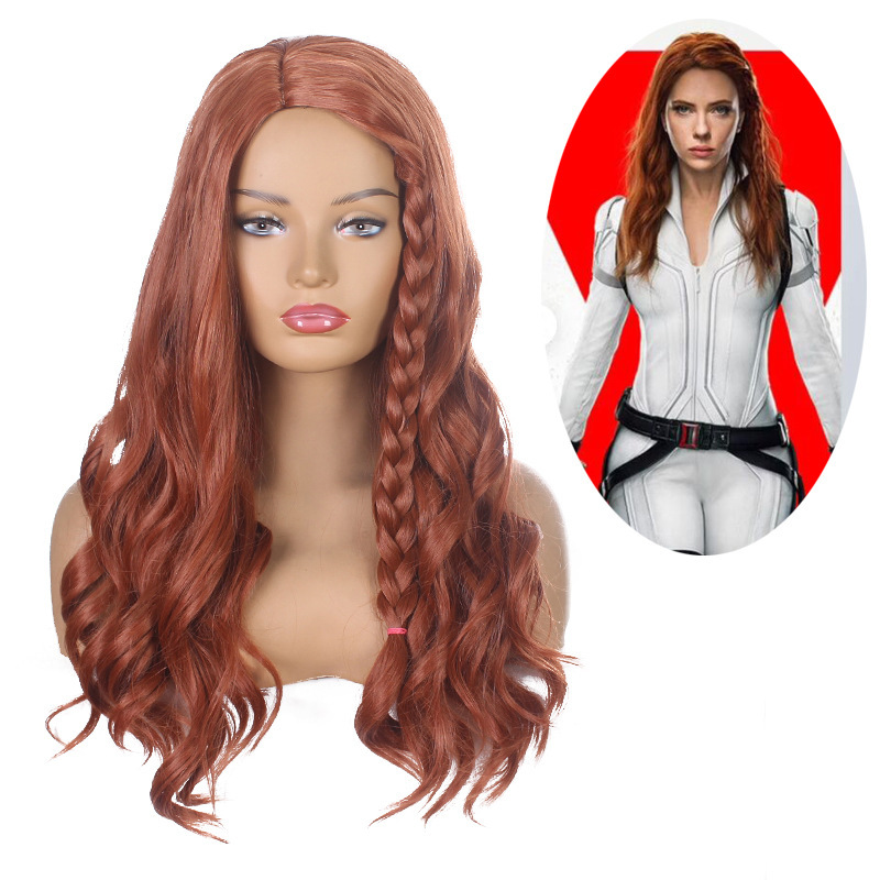 Avengers Black Widow partial middle with braids Brown Halloween cos wig factory wholesale