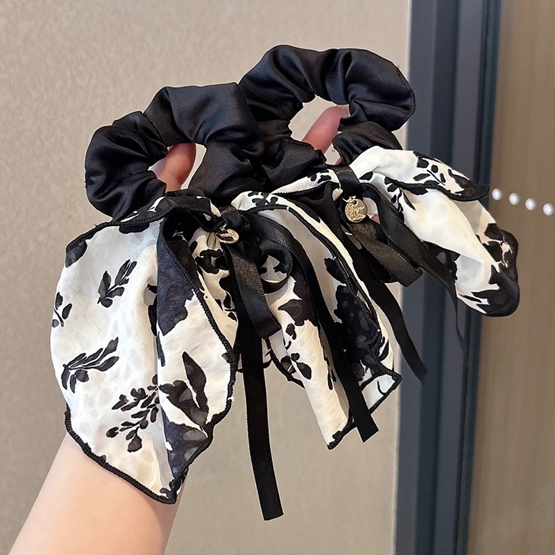 Francés elegante anillo de cabello de intestino para mujeres 2025 nuevo arco de flores flotante cuerda de cabello suave adornos para el cabello