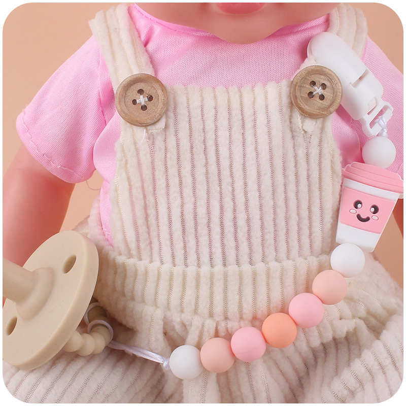 Bebé suministros de dibujos animados de silicona taza pequeña mordedor creativo DIY bebé pezón anti-gota cadena pulsera mordedor Accesorios