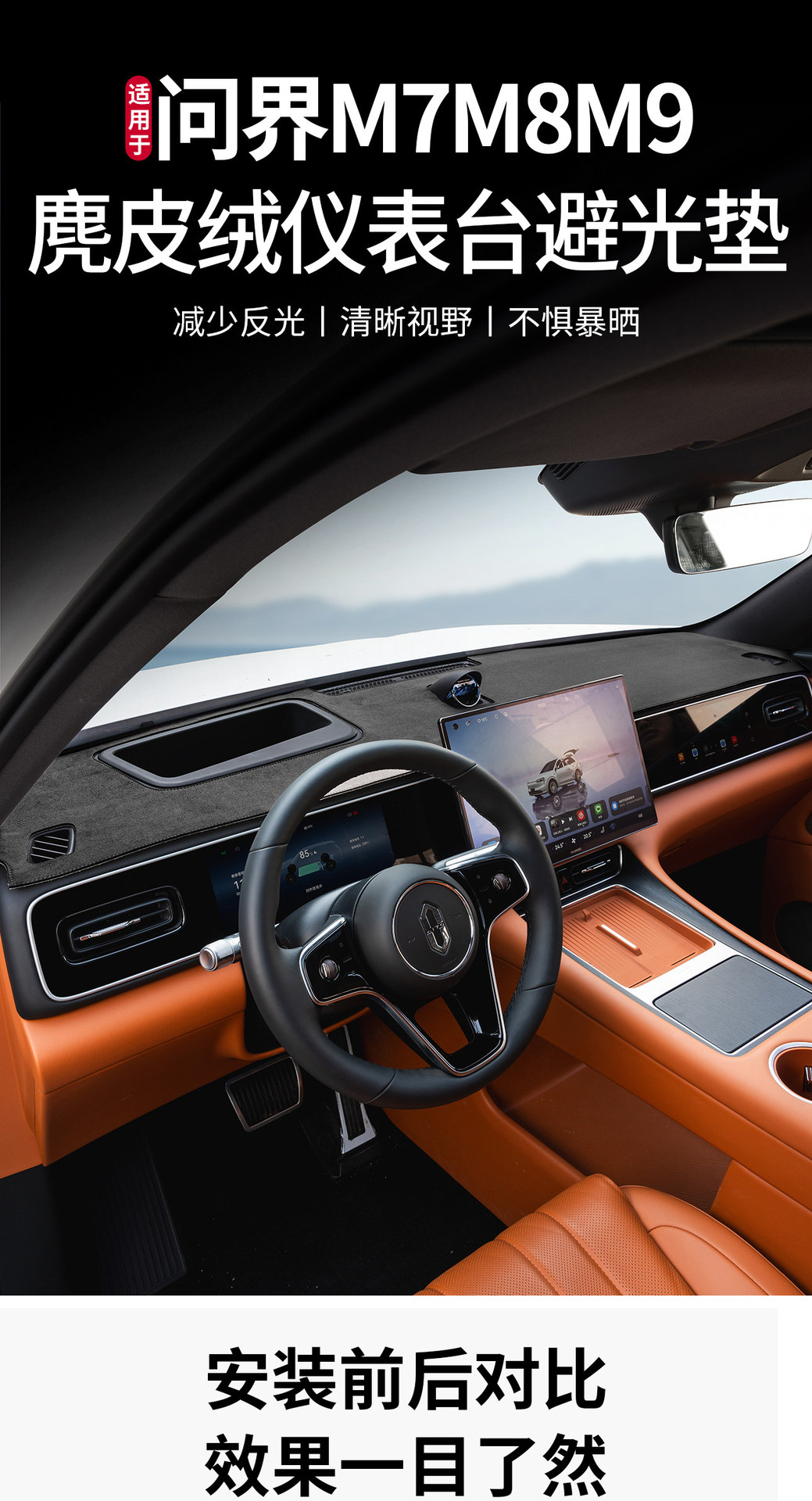Suitable for the New Aito M7, M8, M9 Dashboard Light-Proof Mat, Car Sunshade Mat, Center Console Light-Blocking Mat, Anti-Slip Accessories