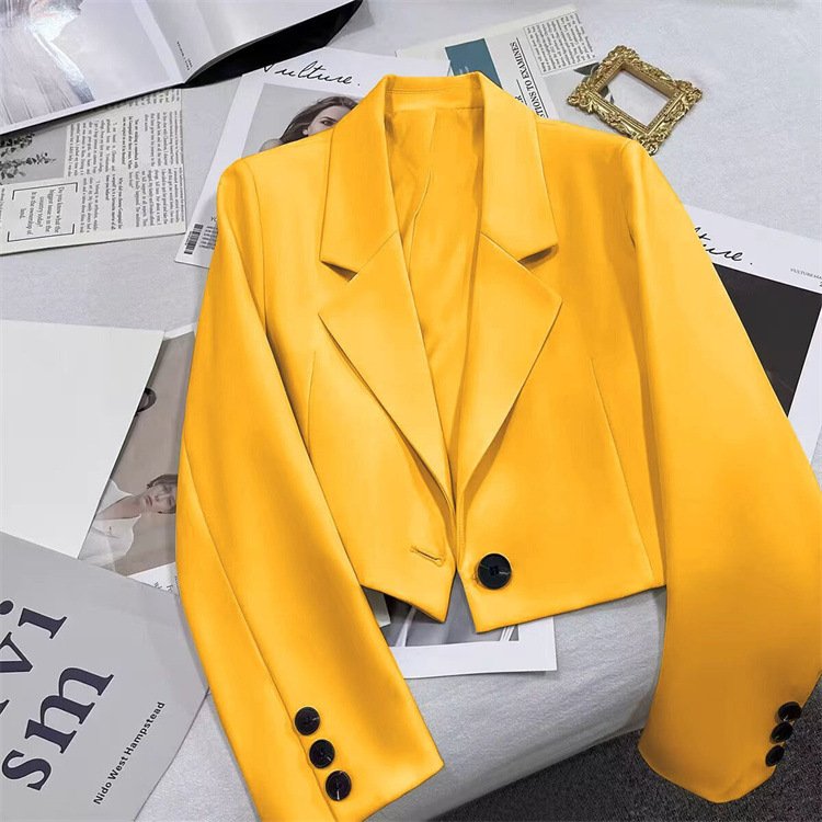 Short Green Jacket for Women, Stylish Blazer for Petite Women, Spring and Autumn Outfit, Office Goddess Style Jacket, Foreign Trade Women's Suit