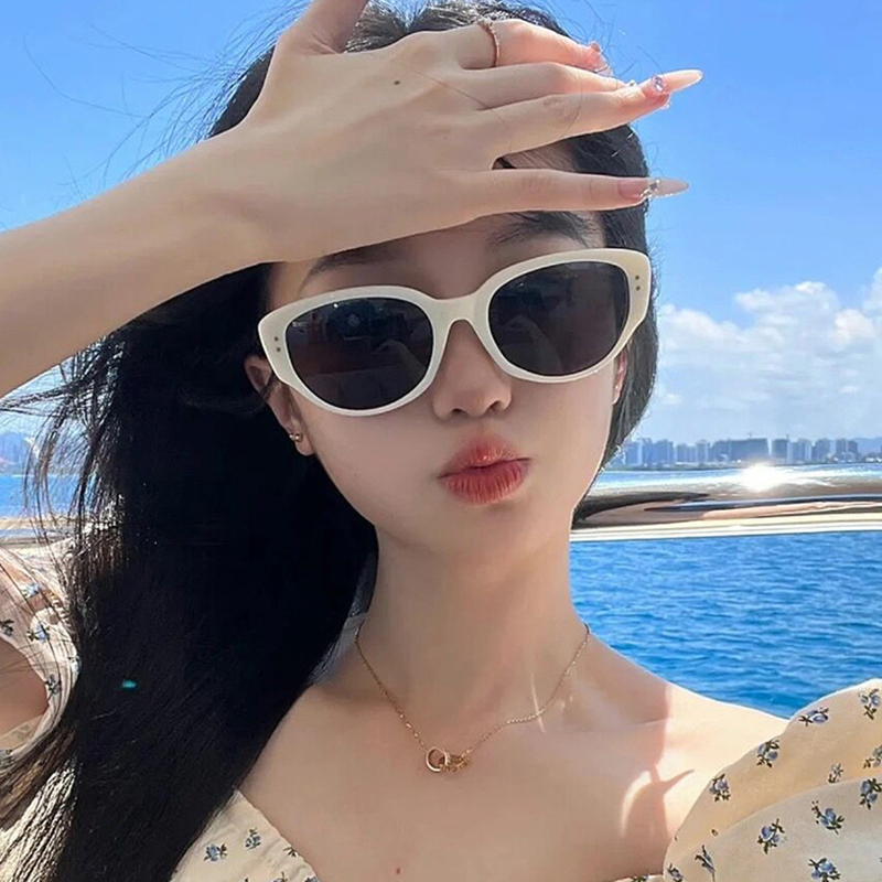白色猫眼太阳镜网红墨镜2025新款ins欧美辣妹风造型拍照女潮高级|undefined
