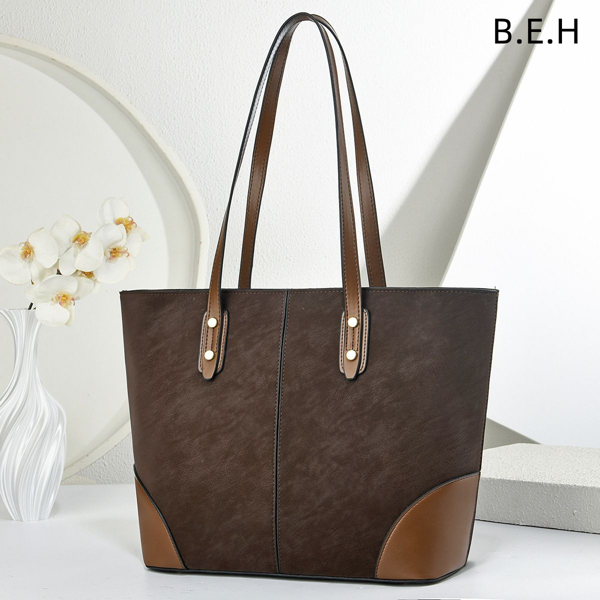 Simple retro temperamento bolso nuevo bolso de hombro de color sólido bolso de mano bolso de mochila casual BEH totebag image 3