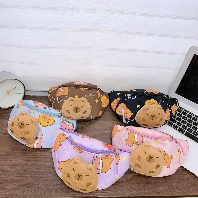 Bolso de pecho para niños y niñas lindos de dibujos animados, lindo y divertido Kapibala, bolso de mensajero para niños, nuevo bolso para niños con estampado de estilo occidental