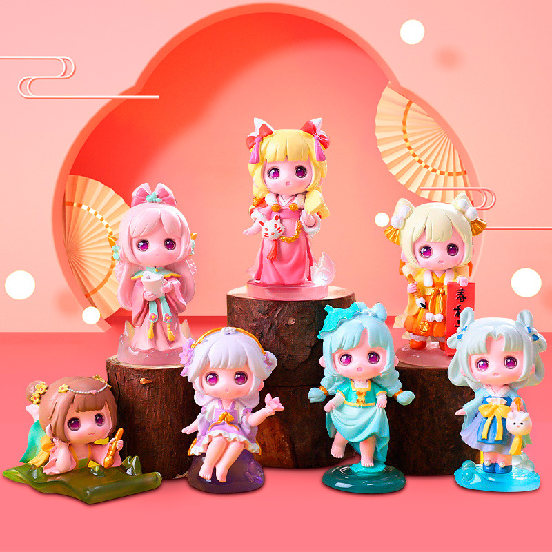 봄바람 블라인드 박스 조수 놀이 수제 창작 2 차원 만화 애니메이션 인형 모형 수지 공예 선물