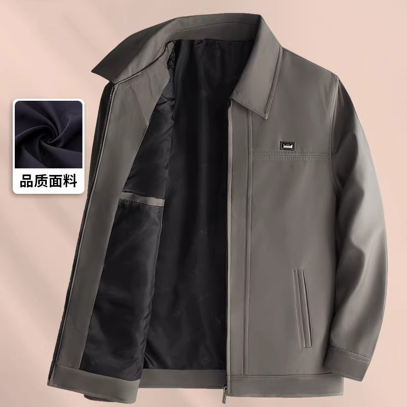 Spring coat for the elderly men's 60-year-old 70 middle-aged and elderly men's lapel loose jacket spring and autumn men's jacket for dad