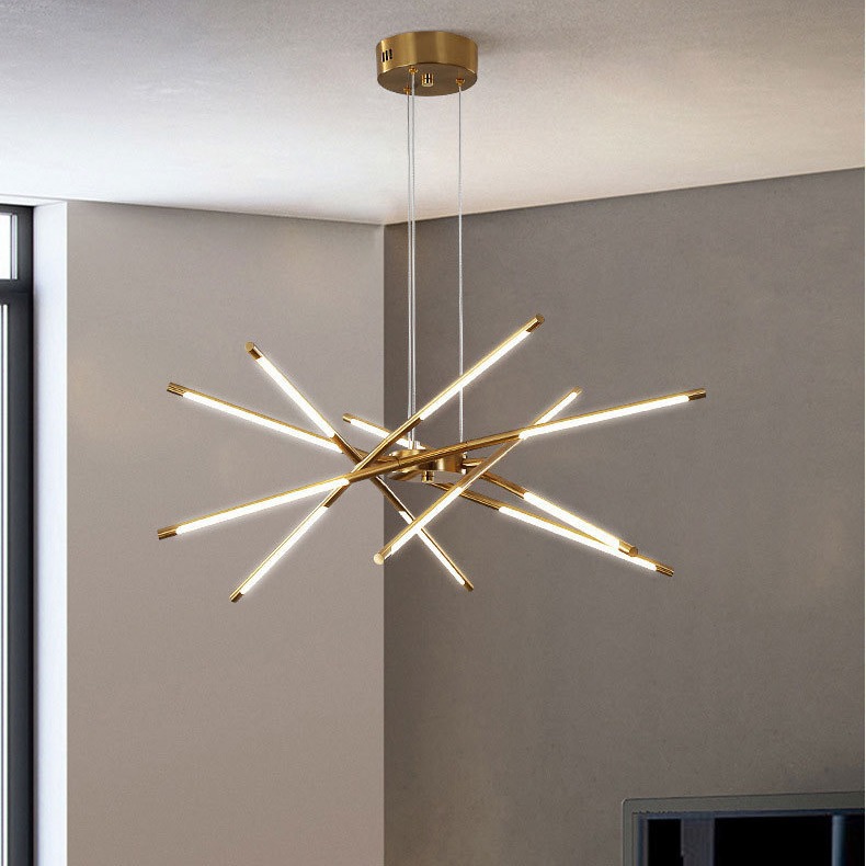 Moderno lujoso nórdico minimalista sala de estar dormitorio dormitorio línea desmontable lámpara de techo candelabro de comedor colgante moderna y simple