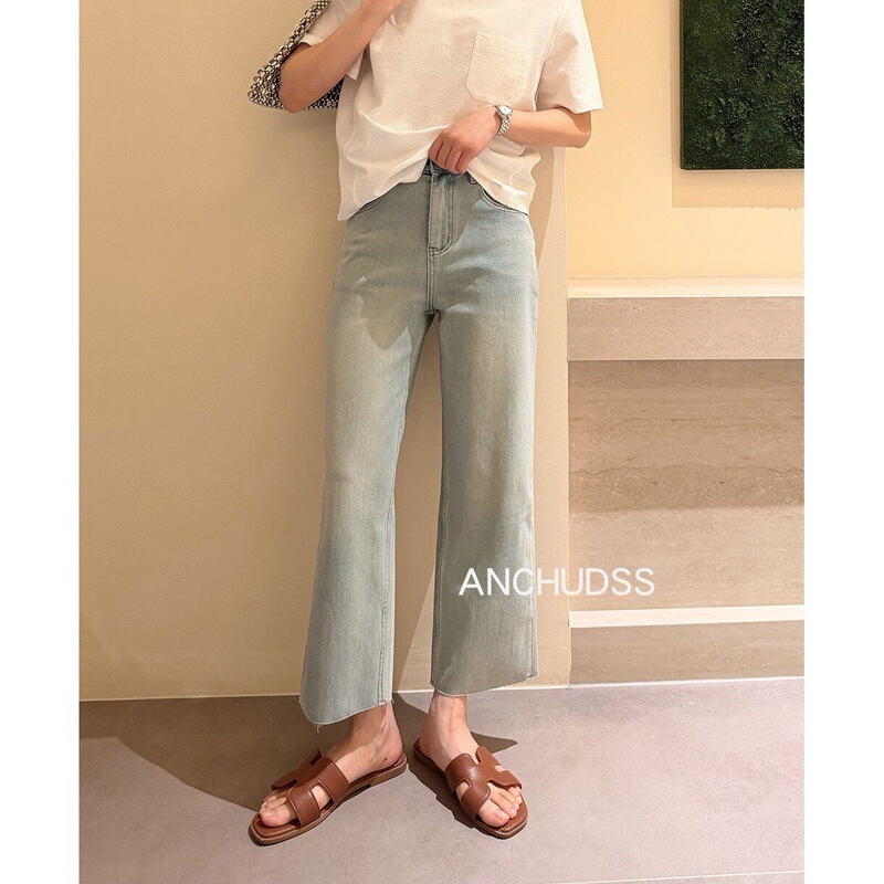 Meiji Pants~! Imported Lycra Series Fashionable Cropped Baguette Jeans 122