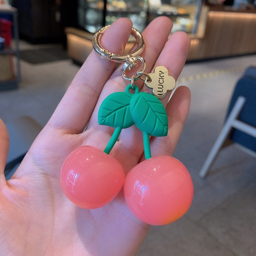 Creative resin fruit cherry key chain for women, cute, fashionable and exquisite bag key chain car pendant