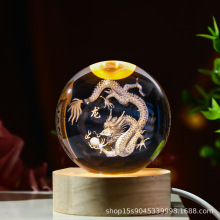 跨境批发3D内雕十二生肖水晶球小夜灯 桌面12生肖小摆件节日礼物