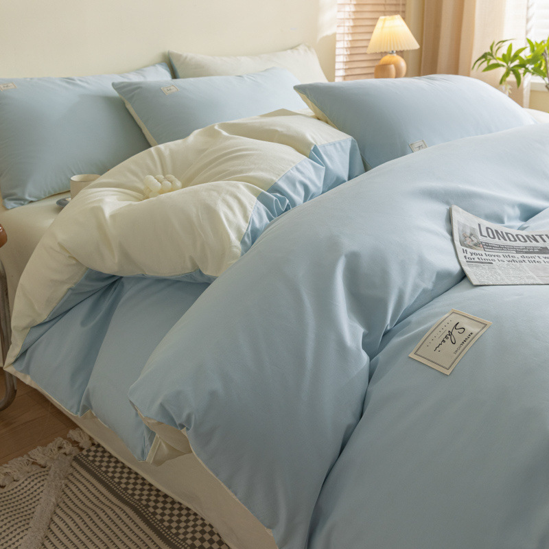 Nueva cubierta de edredón de algodón lavado con agua de una sola pieza de invierno y otoño de algodón puro para una sola persona 150x200 edredón de cuatro piezas