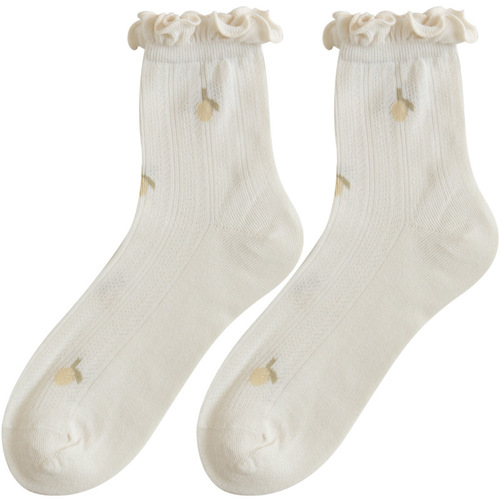 Children's knee-high socks, Japanese cute floral postpartum socks, spring and summer long socks, loose mouth thin postpartum pregnant women's socks