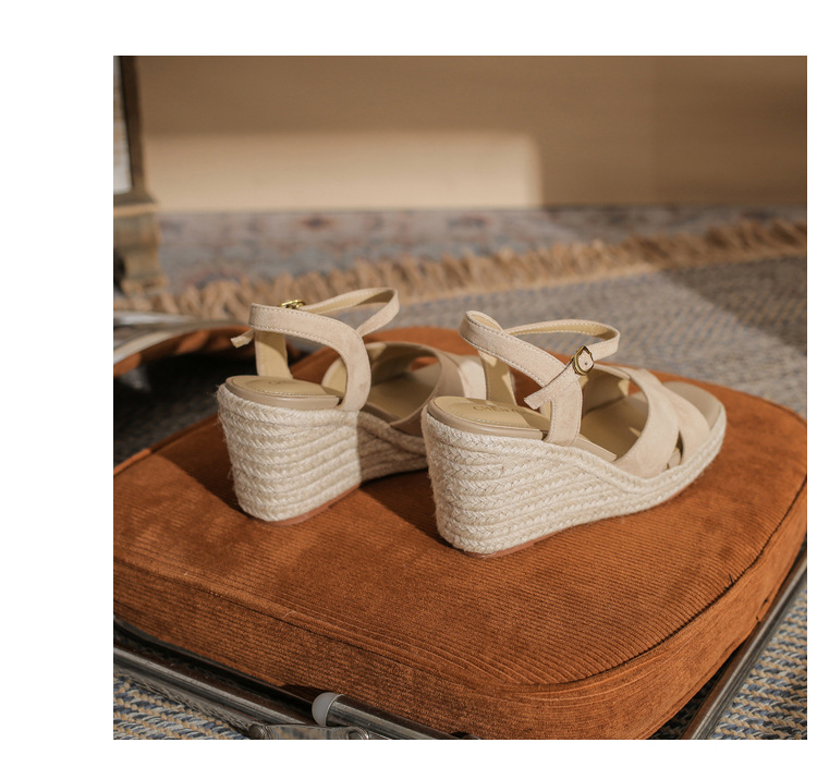 Sandal cao gót nữ hở mũi đế xuồng gót cao 9 cm, quai ngang đan dây thừng — Xanh lá cây nhạtcolor chi tiết 21