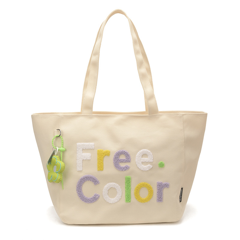 letras de color coreanas bordadas bolsas de lienzo de estilo estilo simple moda versátil bolsas de hombro para estudiantes