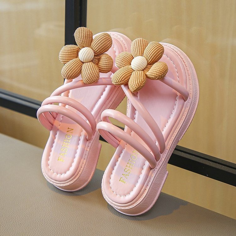 Niña princesa zapatillas de verano 2026 nuevas niñas flores sandálias de playa de moda para niños zapatillas