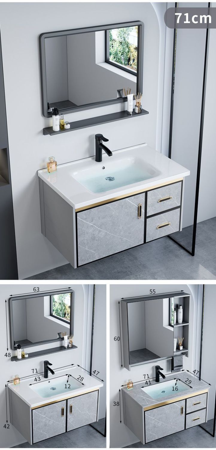 The space aluminum bathroom cabinet and washbasin cabinet combination bathroom washbasin and basin integrated washbasin is modern, simple and intelligent undefined