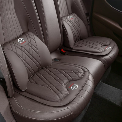 Seat cushion, seat cover — Cushion, Four-Season Seat Cushion - nissan-2-lumbar-supports-2-seat-cushions-mocha-brown