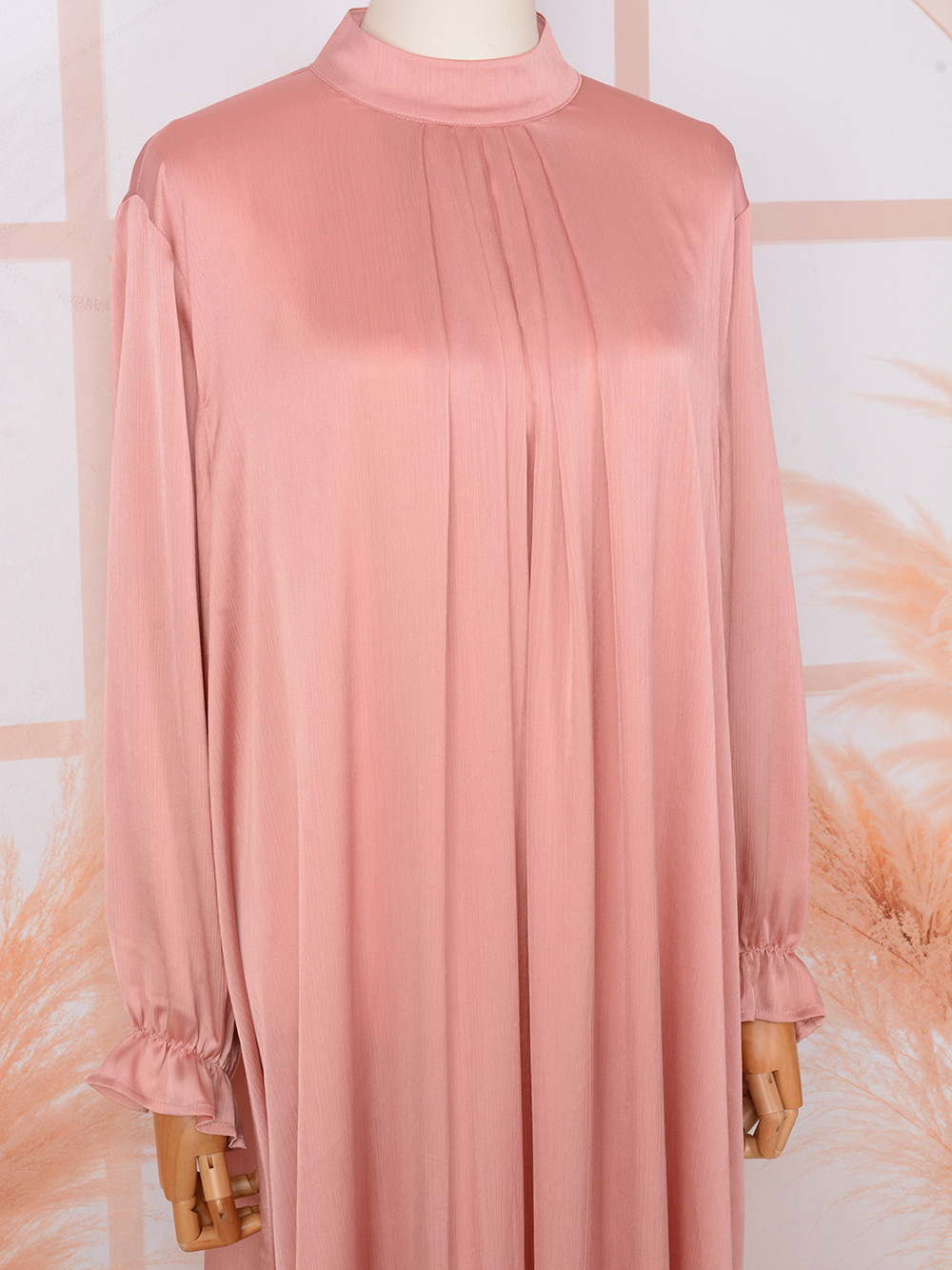 New Foreign Trade Cross-border Abaya, Middle Eastern Muslim Robe, Round-neck, Pleated, Solid Color, Elegant And_ecoleips.com
