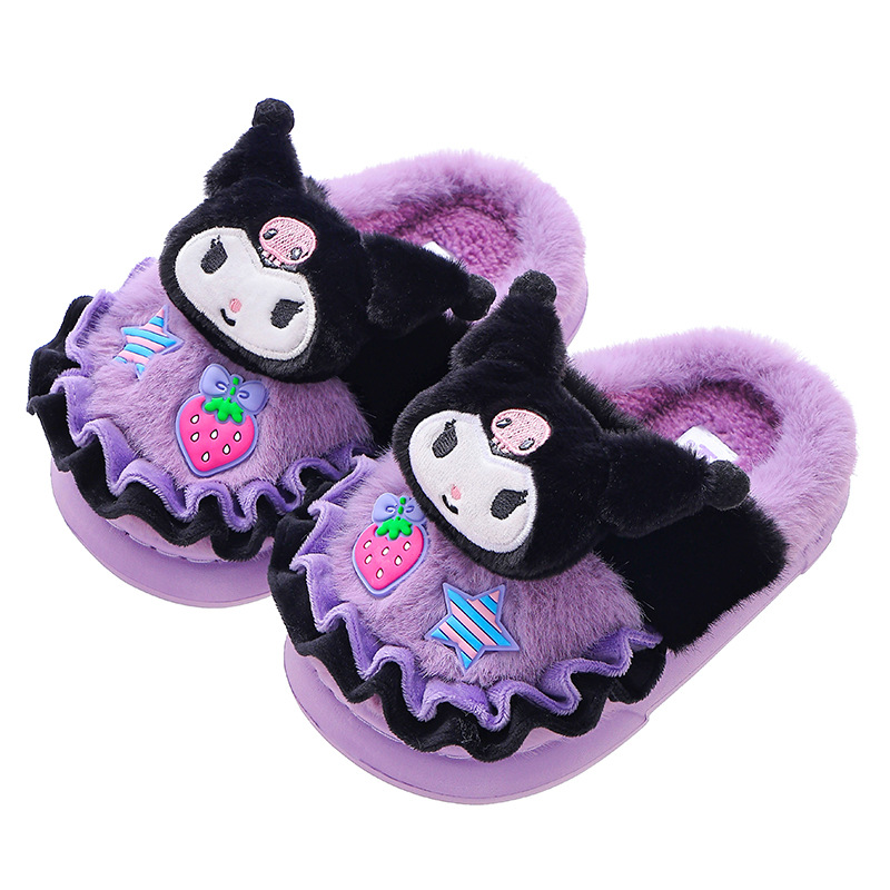 Sanliou zapatillas de algodón de invierno para niños, niñas y niñas, calentamiento y peluche, bolsas de lana para padres e hijos, zapatos de algodón caseros