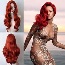 欧美假发女 亚马逊新品欧美假发女 wig 酒红色中长卷头发化纤头套