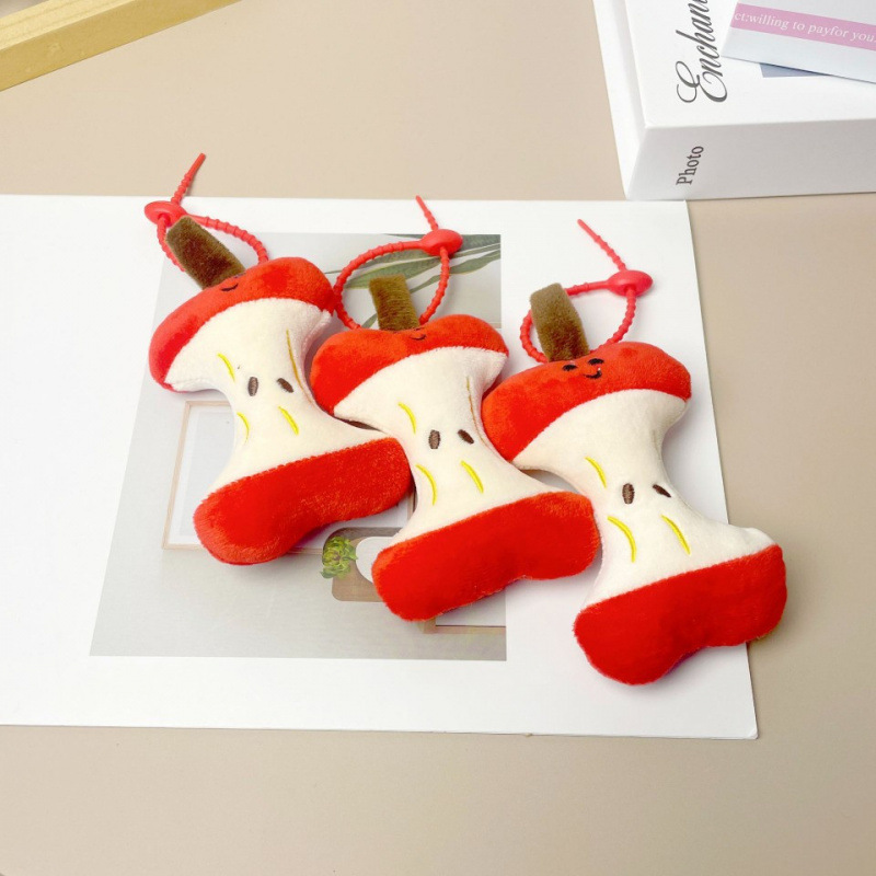 창조적 인 인터넷-레드 소프트 귀여운 귀여운 작은 뼈 펜던트 봉제 장난감 인형 애플 하트 백 펜던트 키 체인