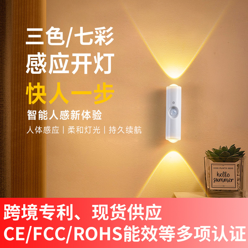 led小夜灯网红爆款氛围壁灯卧室床头高级射筒猫眼磁吸人体感应灯