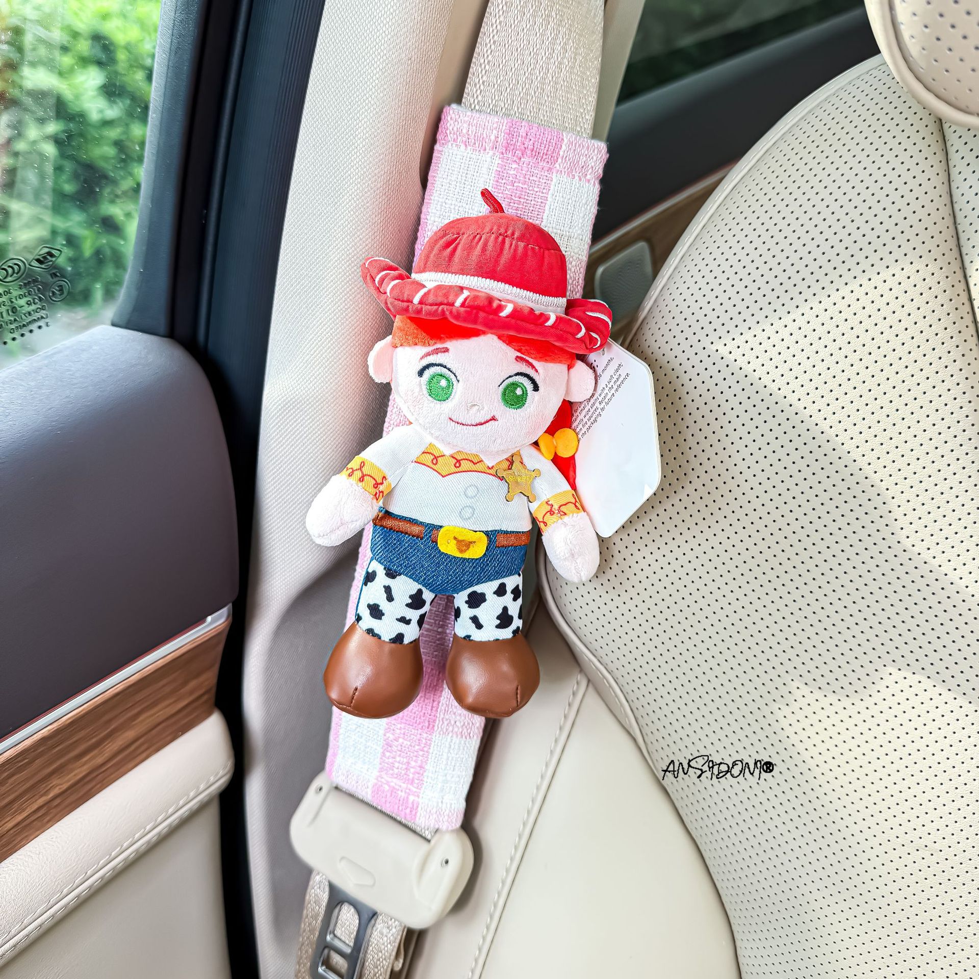 Authentic Buzz Lightyear Woody car seatbelt shoulder pad plush toy car interior decoration new car gift