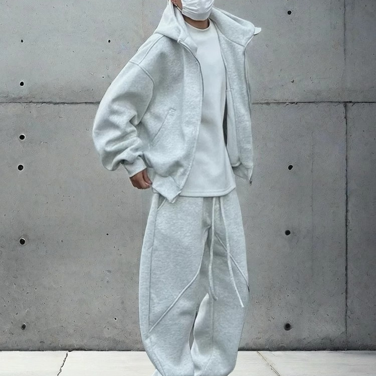 JACK suéter con capucha americano pesado de la calle principal para hombre, versión de primavera y otoño, chaqueta corta con cremallera de color sólido de base suelta