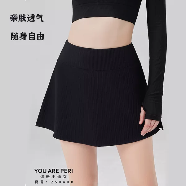 New Cross-Border Style Two-In-One Golf and Tennis Skirt for Women, Anti-Exposure, High Elasticity, Beauty Stripe Running Sports Half Skirt