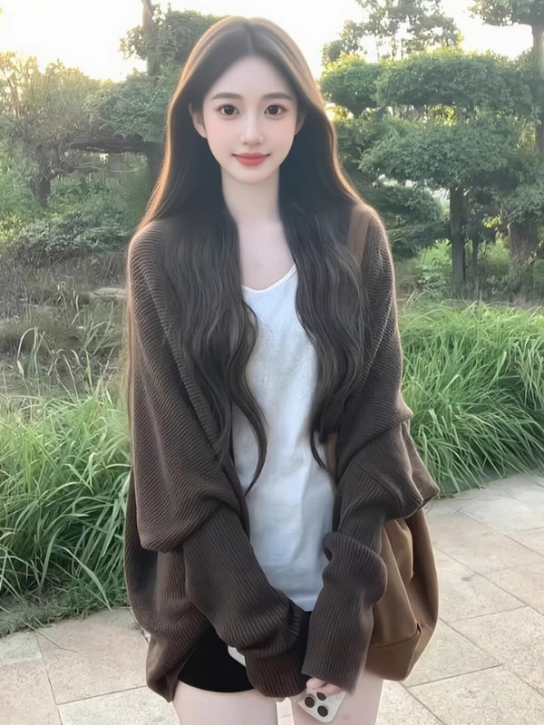 韩系慵懒风美拉德宽松针织开衫女秋季穿搭上衣蝙蝠袖气质休闲外套|undefined