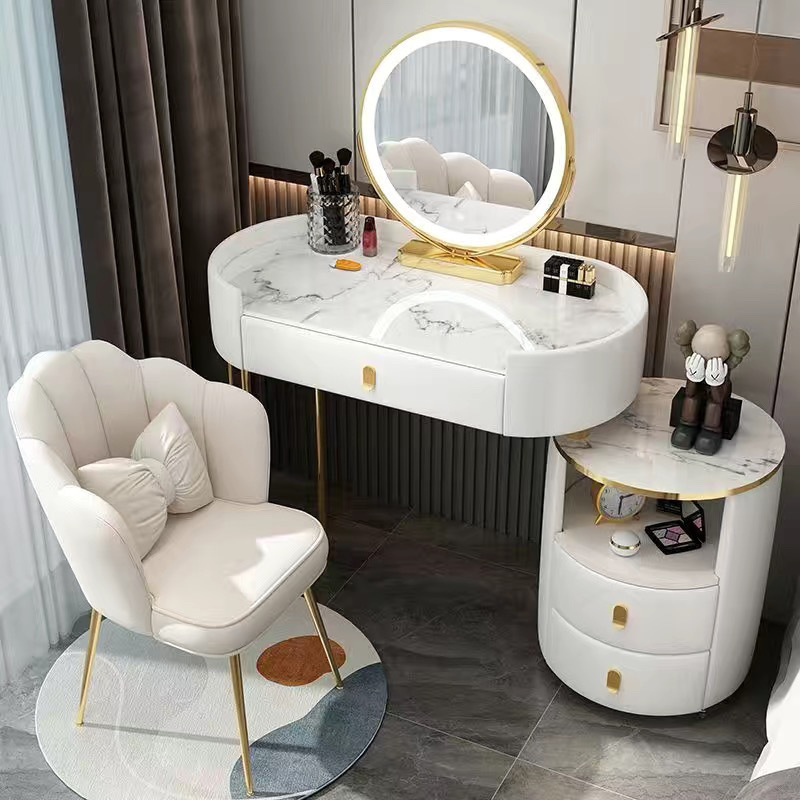 Platinum 80cm table + cabinet + smart mirror + petal chair
