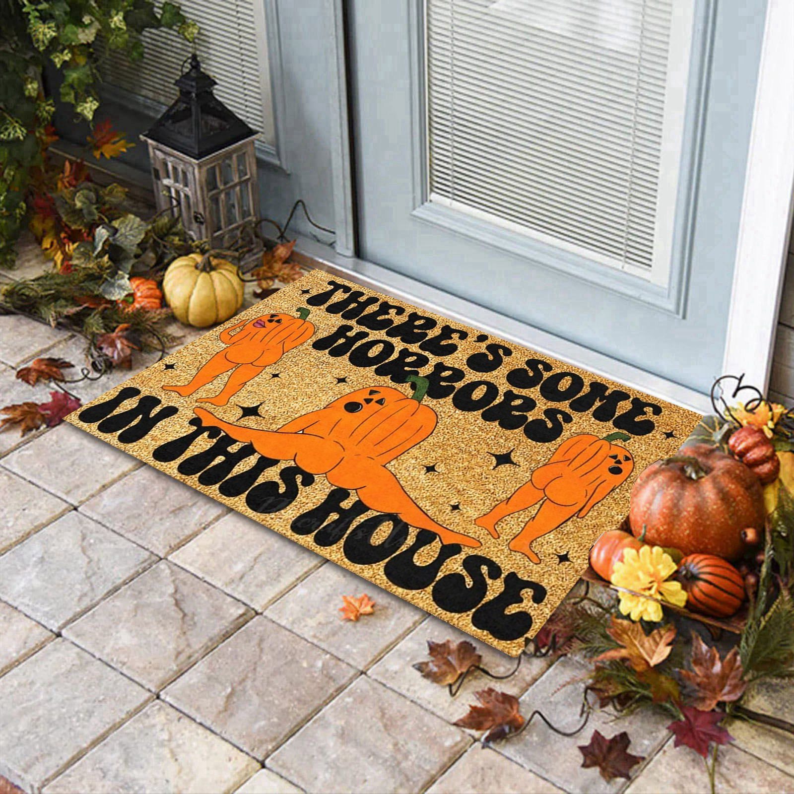 Creative Pumpkin funny floor mat family holiday atmosphere home stain-resistant door mat cute hallway floor mat in stock_voghion.com
