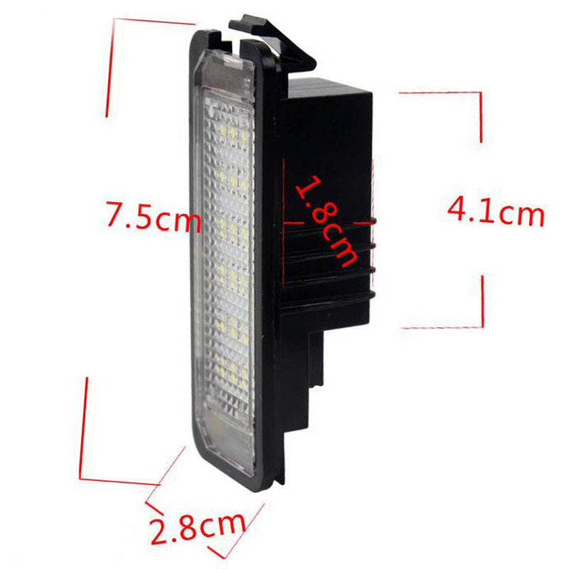 18LED license plate lights, suitable for Porsche and Volkswagen Golf MK4 Scirocco 08-14, white light, black frame, 2 pieces