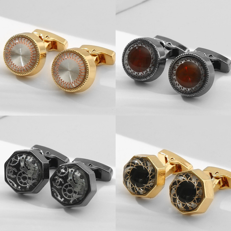 CD printed retro trend men's cufflinks, Middle Eastern best-selling multi-color personalized French-style shirts, luxury cufflinks