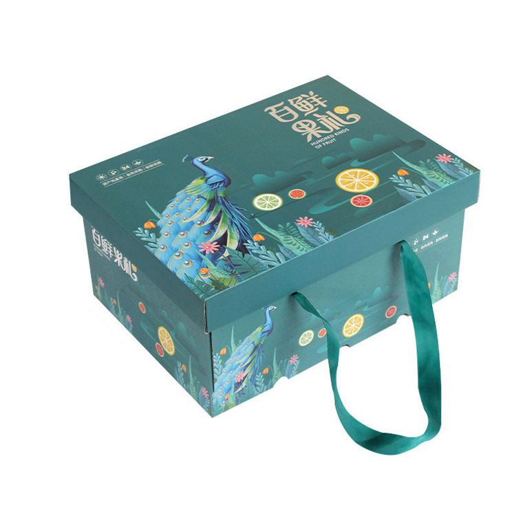 长方形天地盖包装盒 四色彩印刷礼品盒 瓦楞天地彩盒带手提丝带