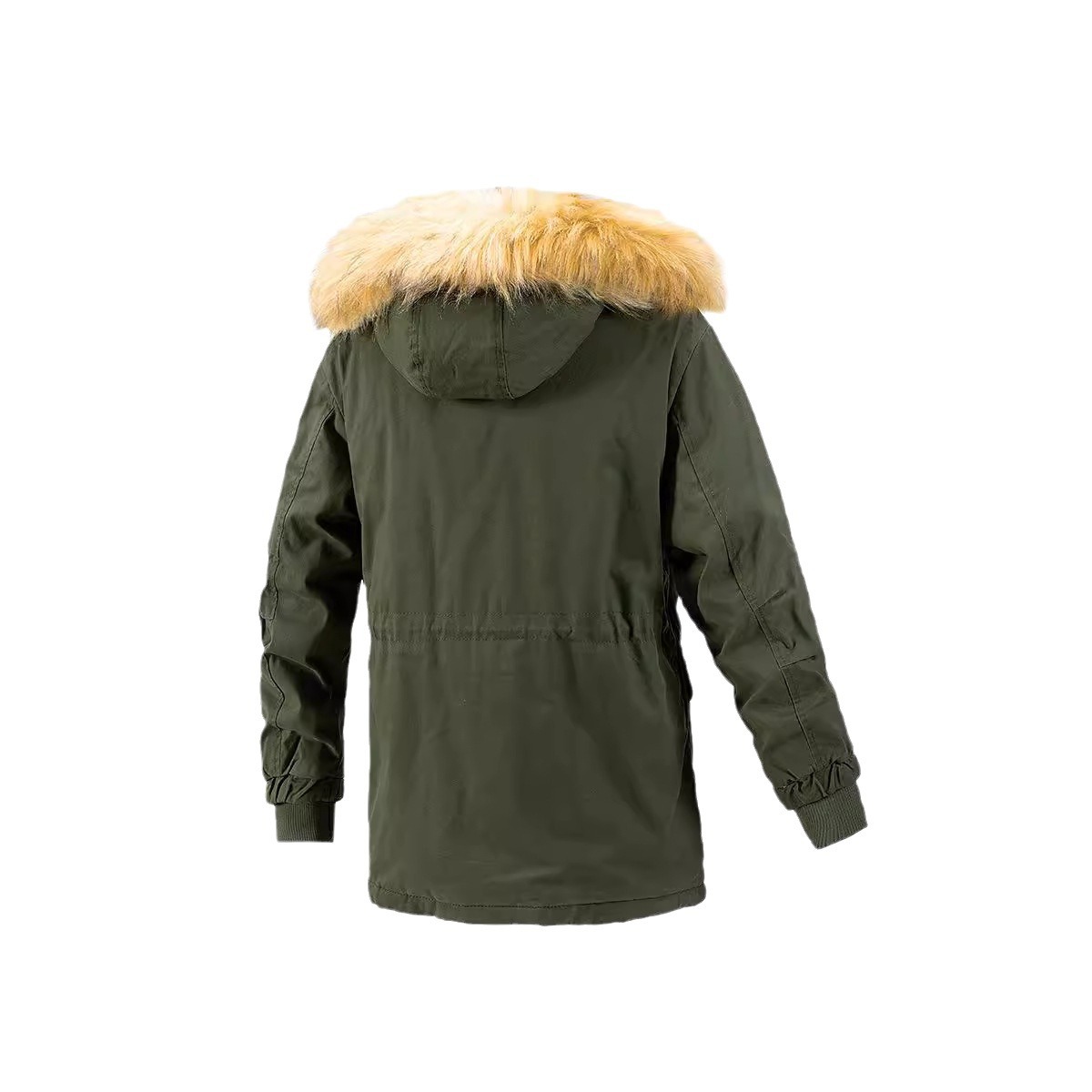Transfronterizo AliExpress hombre cuello de lana desmontable algodón grueso calentamiento chaqueta de algodón largo y medio para hombre