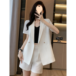 White Suit Jacket Women's Summer Thin 2025 New High-End Elegant Professional Short-Sleeved Shorts Fashion Suit