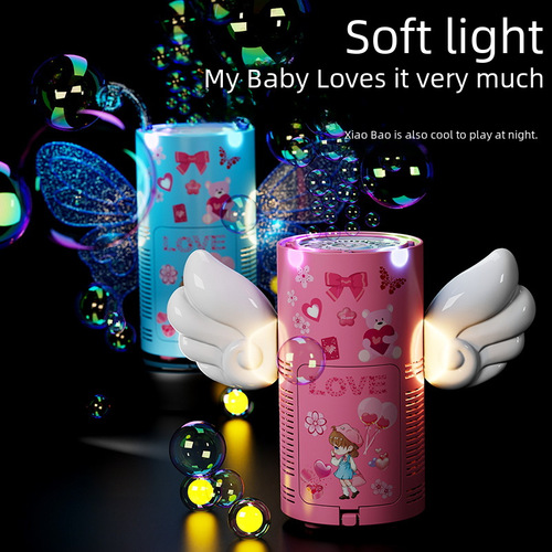 Angel Electric Fireworks Bubble Machine with Butterfly Multi-Hole Automatic Bubble Blowing Girl Heart Toy Night Market Stall Wholesale