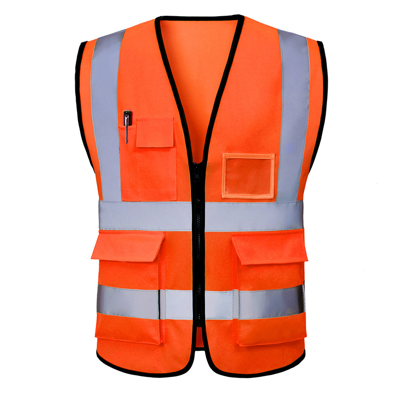 Chaleco de Seguridad Reflectante Malla de Tejido de Punto Multibolsillos Transpirable para Trabajo al Aire Libre