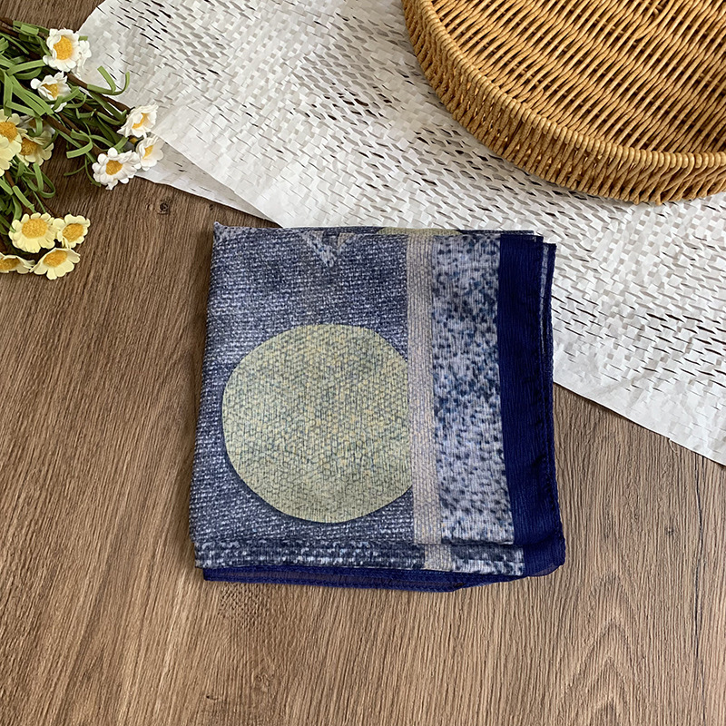 Bufanda de seda, bufanda cuadrada pequeña, personalidad retro, textura de algodón y lino, turbante, banda para el cabello, habitación con aire acondicionado de verano, protección para el cuello, chal exterior