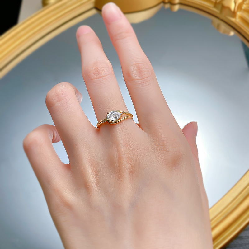 Plating Design 925 Sterling Silver High Carbon Diamond Geometric Rings 925 Sterling Silver Rings